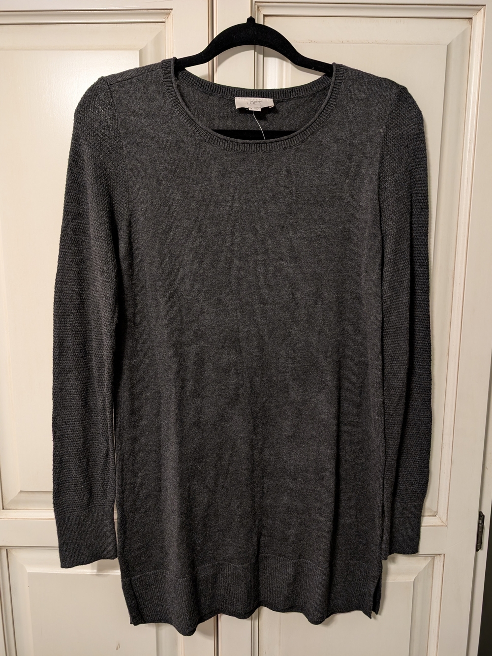 Women's Loft Crewneck Long Sleeve Sweater - Gray NWT